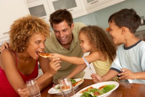 Family having a meal together