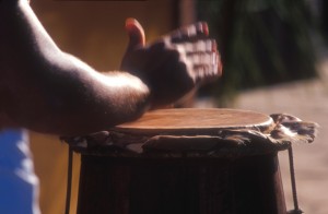 hand in motion on drum