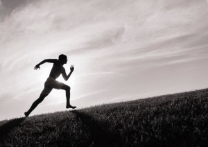 Man running up hill