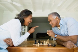 Couple enjoys game of chess