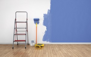 Walls of empty room being painted