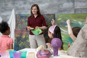 Students excited in art class