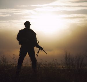 Silhouette of US marine