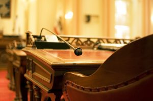 United States Senator microphone and chair