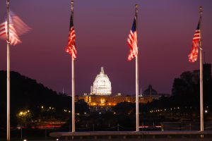 United States capitol building at night