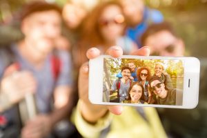 Friends taking a groupie