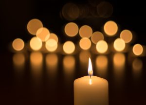 Candle burning at night