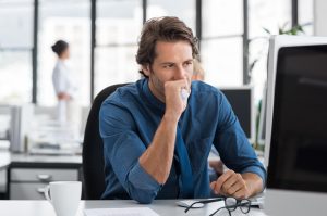 Man stressed at work