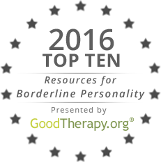 Seal reading "2016 Top Ten Resources for Borderline Personality Presented by GoodTherapy.org" surrounded by stars