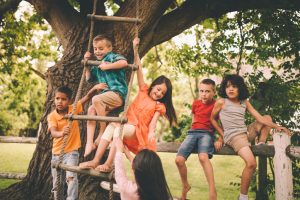 Neighborhood kids playing together