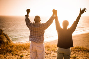 Senior couple enjoying the beach