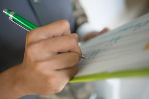 Person filling out survey
