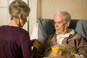 Caregiver taking care of senior partner