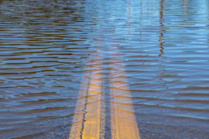 Road under water from flooding