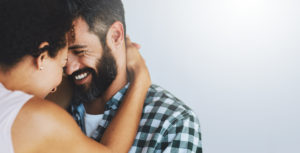 Shot of a happy couple sharing an affectionate moment together at home