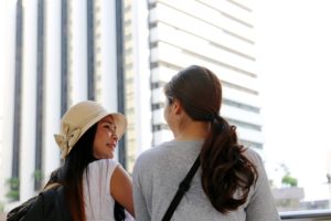 Two women in conversation