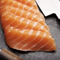 Pieces of salmon sashimi