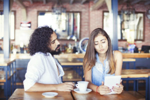 Two friends have an uncomfortable moment of silence.