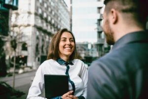 Female student talking with her professor