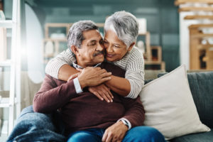 Older couple hugging