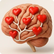 Why Falling Out of Love Is Actually Your Brain's Fault (Not Yours) 4 3D brain illustration with red hearts symbolizing emotional connections fading, concept of falling out of love