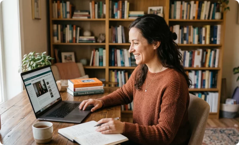 Licensed mental health professional completing online CE courses for licensure renewal