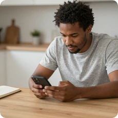 Person using a phone, cropped as a rounded featured image for social media nervous system stress