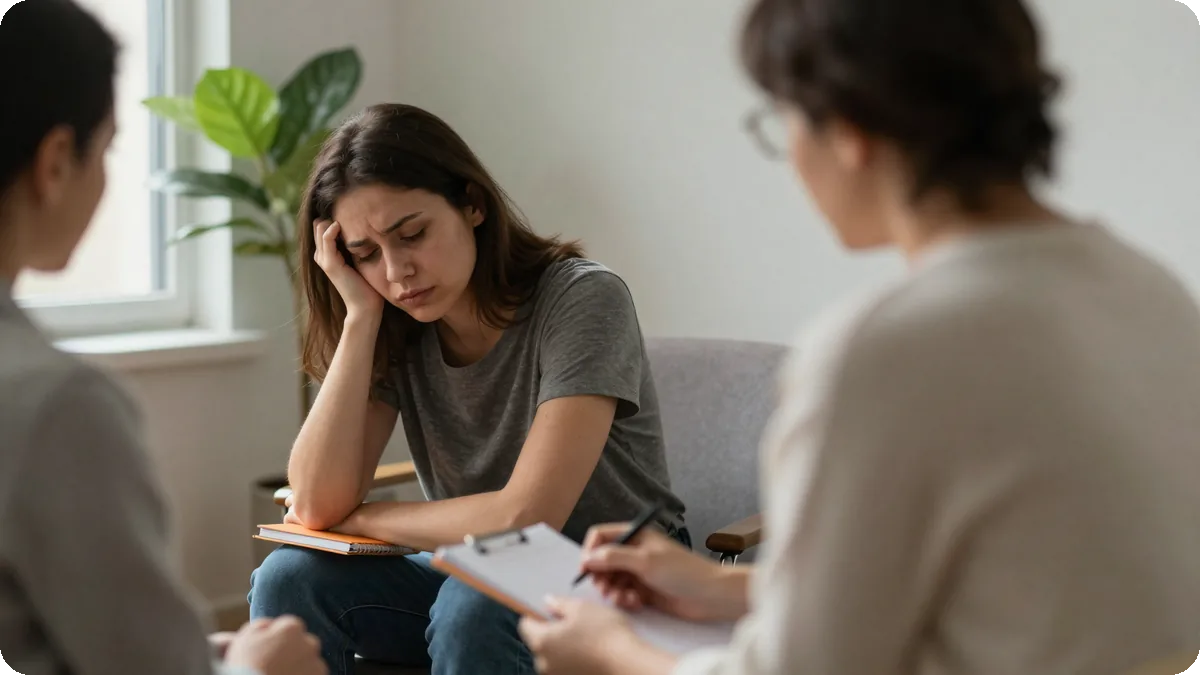 A person in therapy receiving compassionate support for suicidal thoughts