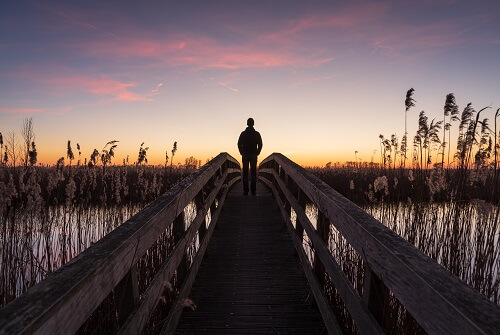 Man on bridge