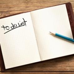 An open journal says "to do list."