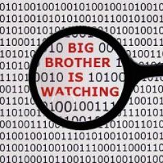 computer screen which says big brother is watching