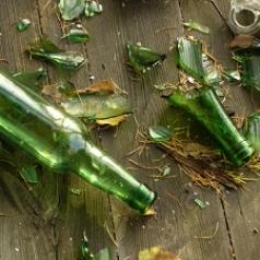 broken bottles on a porch