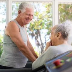 Active senior friends working out