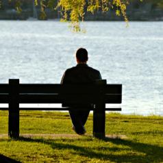 Man alone on bench