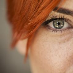 Closeup of red haired woman
