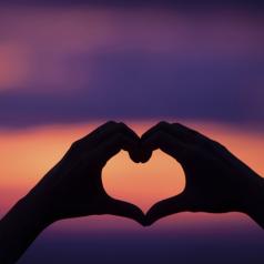 hand heart shape love sunset