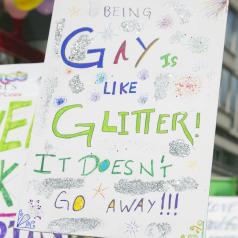Gay pride sign at a rally