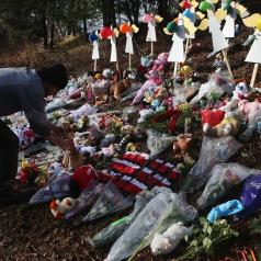 A memorial for victims of the Newtown school shooting
