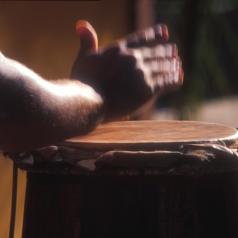 hand in motion on drum