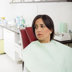 Worried person waiting in the dentist chair