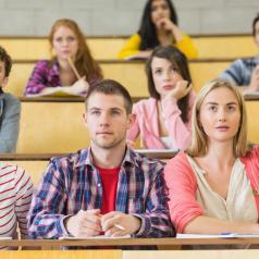 College students in lecture hall class