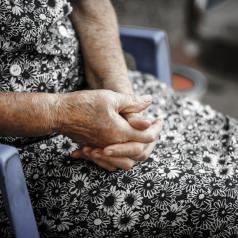 Closeup of elderly woman