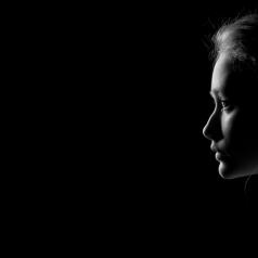 face profile in black and white silhouette