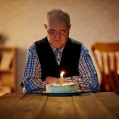 Senior man celebrates birthday alone