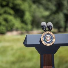 Presidential seal on podium