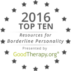 Seal reading "2016 Top Ten Resources for Borderline Personality Presented by GoodTherapy.org" surrounded by stars