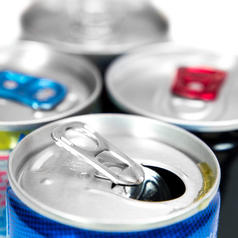 Top view of energy drink cans