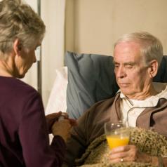 Caregiver taking care of senior partner
