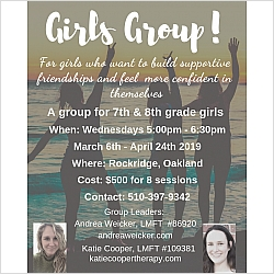 Girls Group! A group for 7th and 8th-grade girls